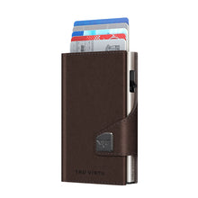 Cargar imagen en el visor de la galería, TARJETERO Y MONEDERO TRU VIRTU® CLICK & SLIDE NAPPA, BROWN SILVER
