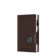 Cargar imagen en el visor de la galería, TARJETERO Y MONEDERO TRU VIRTU® CLICK & SLIDE NAPPA, BROWN SILVER