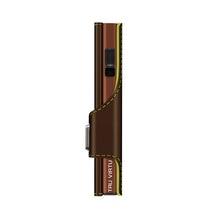 Cargar imagen en el visor de la galería, TARJETERO TRU VIRTU® CLICK & SLIDE VEGAN BIO APPLE, BROWN / GREEN