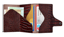 Cargar imagen en el visor de la galería, CARTERA DOBLE TRU VIRTU® DOUBLEWALLET CLICK & SLIDE CROCO BROWN