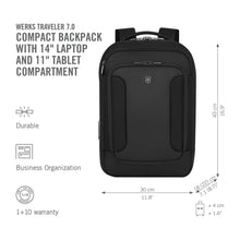 Load image into Gallery viewer, MORRAL VICTORINOX WERKS TRAVELER COMPACT BACKPACK, NEGRO 653642