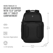 Cargar imagen en el visor de la galería, MORRAL VICTORINOX WERKS TRAVELER DELUXE BACKPACK, NEGRO 653644