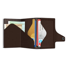 Cargar imagen en el visor de la galería, TARJETERO Y MONEDERO TRU VIRTU® CLICK &amp; SLIDE NAPPA, BROWN SILVER
