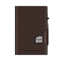 Cargar imagen en el visor de la galería, TARJETERO Y MONEDERO TRU VIRTU® CLICK &amp; SLIDE NAPPA, BROWN SILVER
