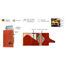 Cargar imagen en el visor de la galería, TARJETERO TRU VIRTU® CLICK &amp; SLIDE FLORENCE, COGNAC GOLD

