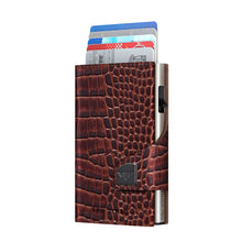 Cargar imagen en el visor de la galería, TARJETERO TRU VIRTU® CLICK &amp; SLIDE, CROCO BROWN SILVER
