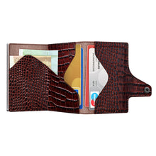 Cargar imagen en el visor de la galería, TARJETERO TRU VIRTU® CLICK &amp; SLIDE, CROCO BROWN SILVER
