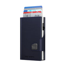 Cargar imagen en el visor de la galería, TARJETERO TRU VIRTU® CLICK &amp; SLIDE VEGAN BIO APPLE, BLUE SILVER
