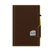 Cargar imagen en el visor de la galería, TARJETERO TRU VIRTU® CLICK &amp; SLIDE VEGAN BIO APPLE, BROWN / GREEN
