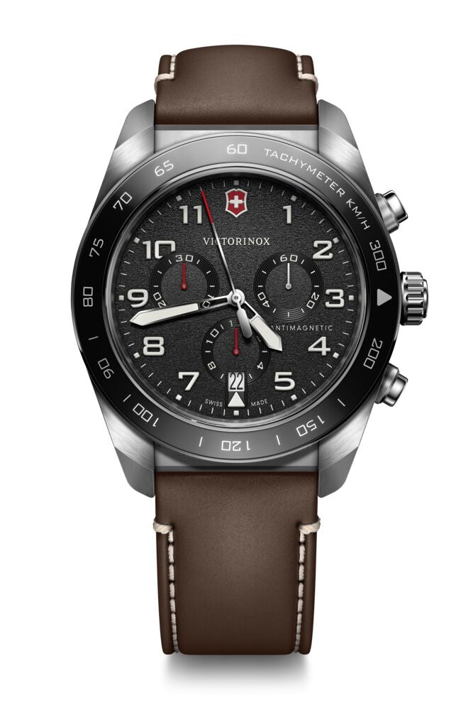 RELOJ VICTORINOX SWISS ARMY QUARTZ CHRONOGRAPH 42MM, CUERO CAFE 242046