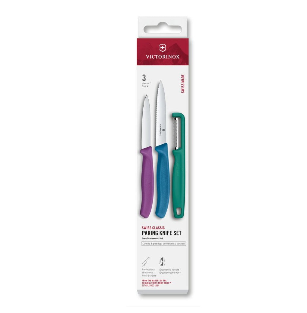SET DE CUCHILLOS VICTORINOX PARA LEGUMBRES CON PELADOR, 3 PIEZAS, 6.7116.33C1