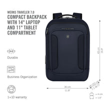 Cargar imagen en el visor de la galería, MORRAL VICTORINOX WERKS TRAVELER COMPACT BACKPACK, AZUL 653643
