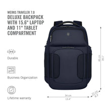 Cargar imagen en el visor de la galería, MORRAL VICTORINOX WERKS TRAVELER DELUXE BACKPACK, AZUL 653645
