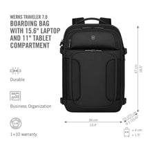Cargar imagen en el visor de la galería, MORRAL VICTORINOX WERKS TRAVELER BOARDING BACKPACK, NEGRO 653650
