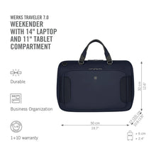 Cargar imagen en el visor de la galería, MALETIN VICTORINOX WERKS TRAVELER WEEKENDER, AZUL 653653
